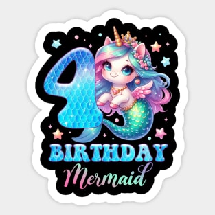 Unicorn Mermaid 4th Birthday 4 Year Old Party Girls B-day Gift For Girls Kids Sticker